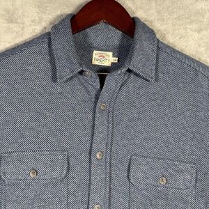 Faherty Shirt Mens M Blue Legend Sweater Double Pocket Button Up Casual